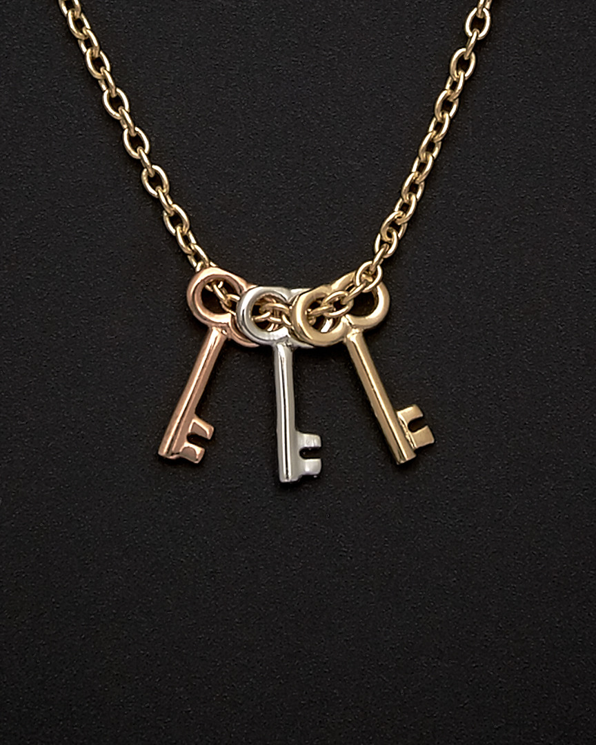 Italian Gold Tri-tone Key Necklace