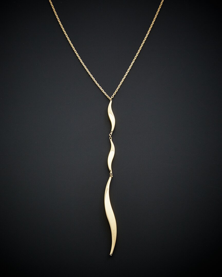 Italian Gold Graduated Wave Drop Necklace