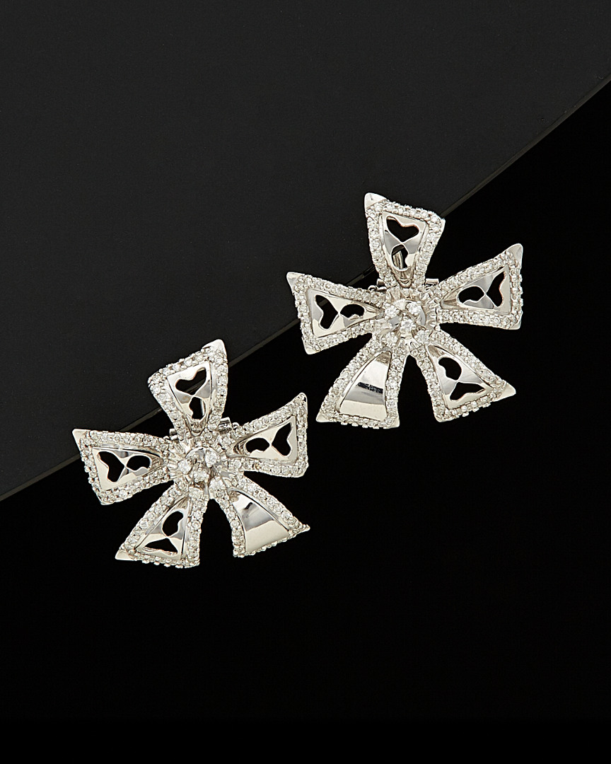 Italian Gold 2.05 Ct. Tw. Diamond Flower Earrings