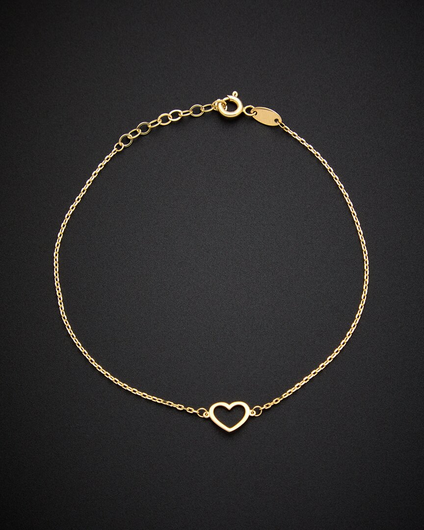 Italian Gold 14k Adjustable Length Petite Heart Bracelet