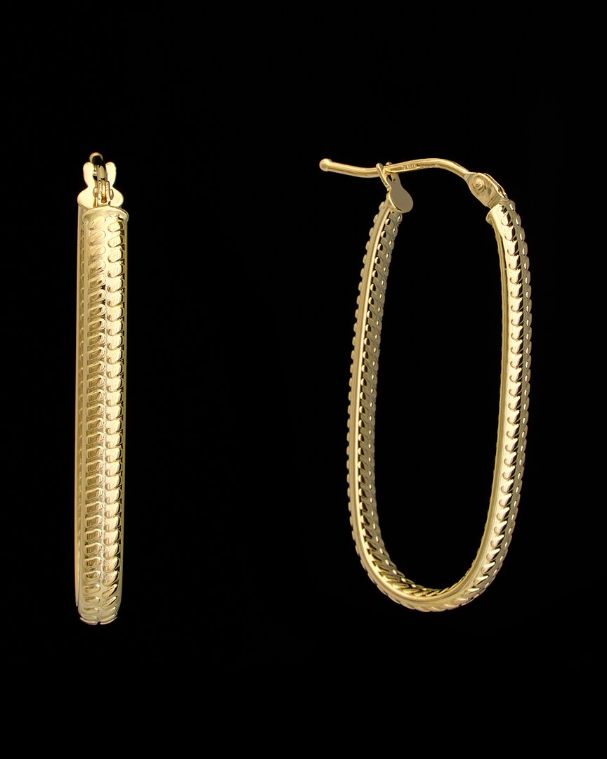 Italian Gold 18k  Textured Oval Hoops
