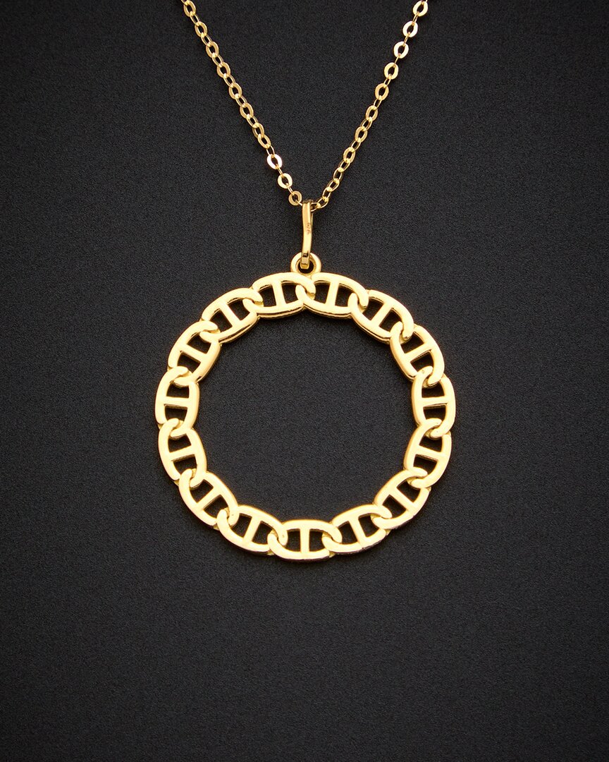 Shop Italian Gold 18k  Mariner Link Circle Pendant Necklace