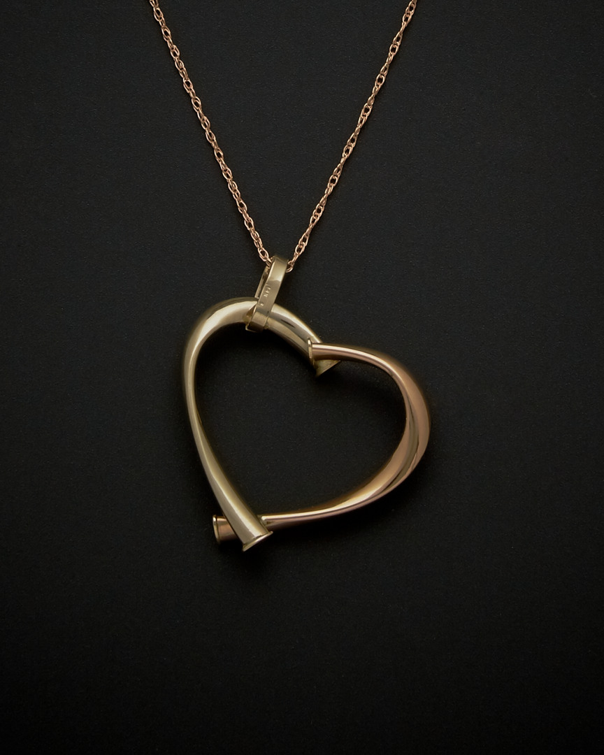 Italian Rose Gold 14k Italian Gold Two-tone Heart Necklace