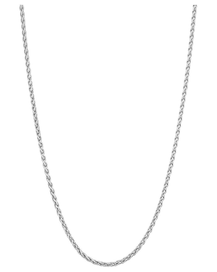 Italian Gold 14k Italian White Gold Wheat Chain Necklace