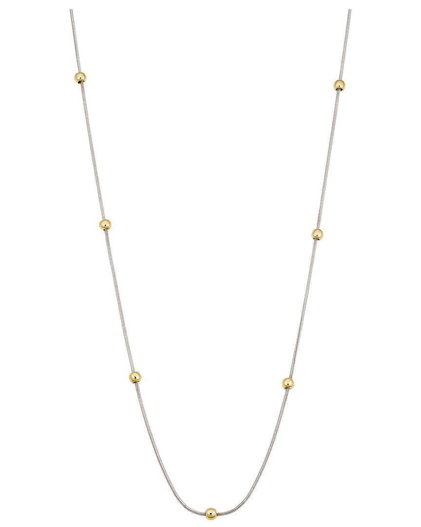 Italian Gold 14k Two-tone Italian White Gold Snake Link Chain Necklace