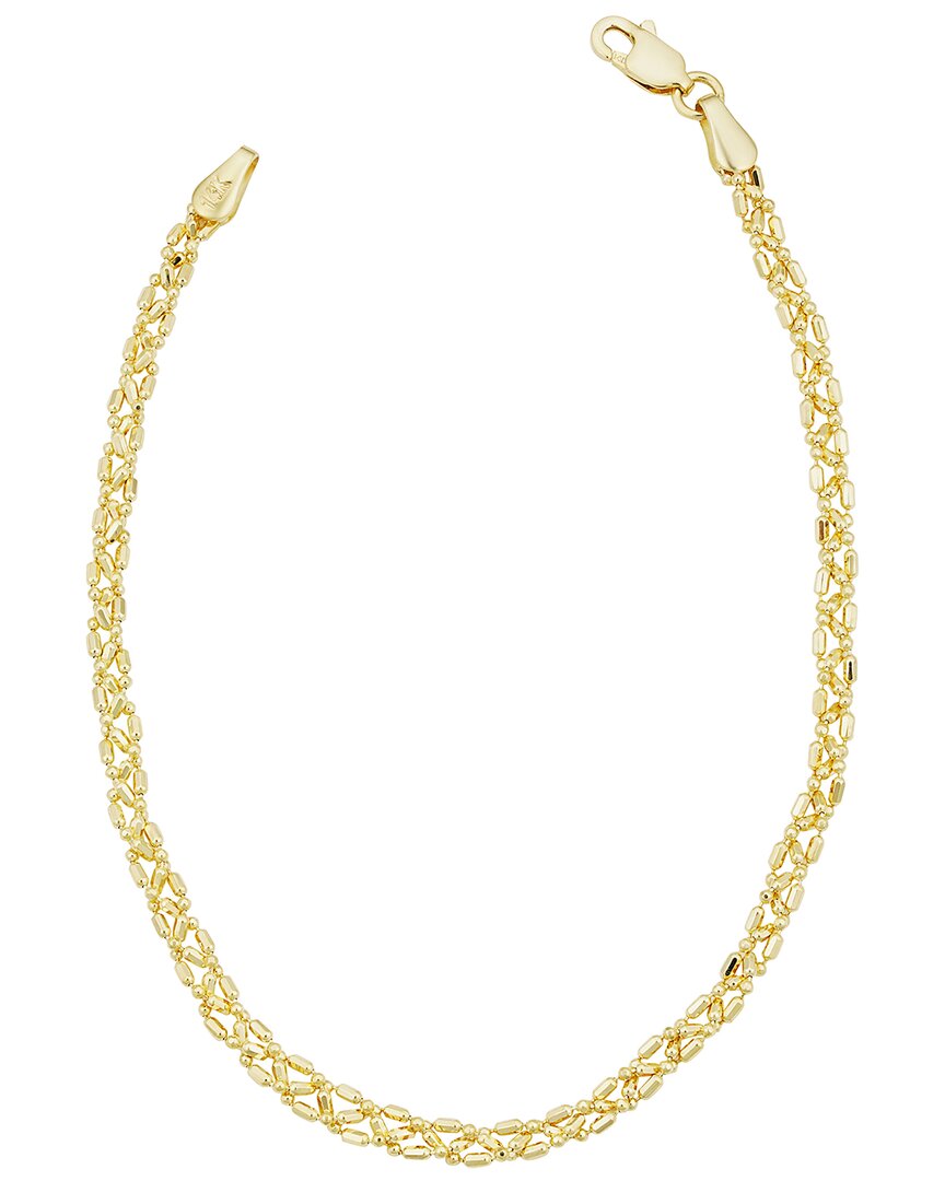 Italian Gold Triple Bead Link Chain Bracelet
