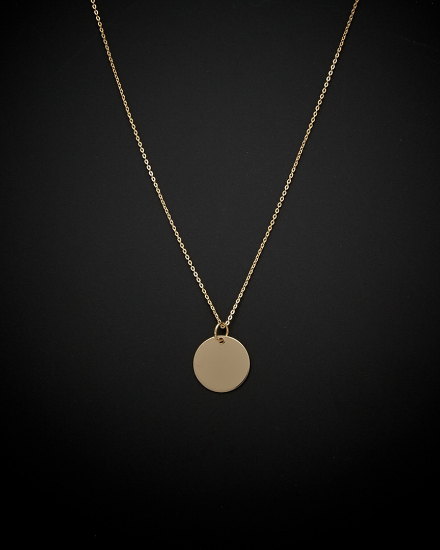 Italian Gold Engravable Disc Necklace