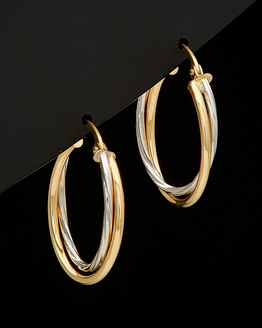 Italian Gold Two-tone Double Hoop Earrings