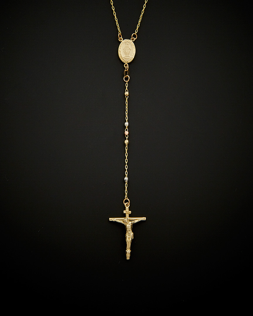 ITALIAN GOLD DOUBLE STRAND LARIAT ROSARY NECKLACE