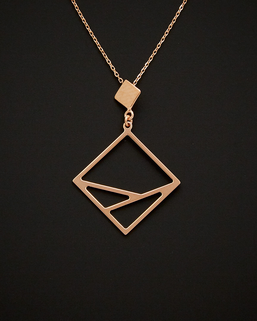 Italian Gold 14k Italian Rose Gold Geometric Adjustable Necklace