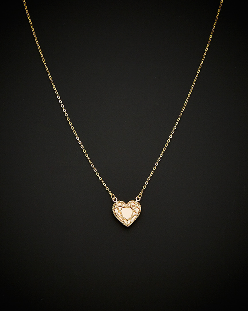 Italian Gold Filigree Mirrored Heart Adjustable Necklace