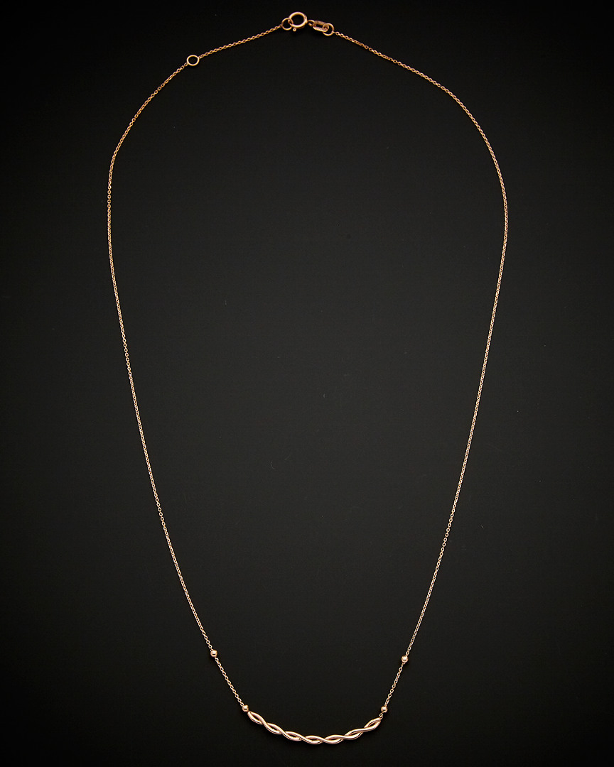 Italian Gold 14k Italian Rose Gold Twist Adjustable Necklace