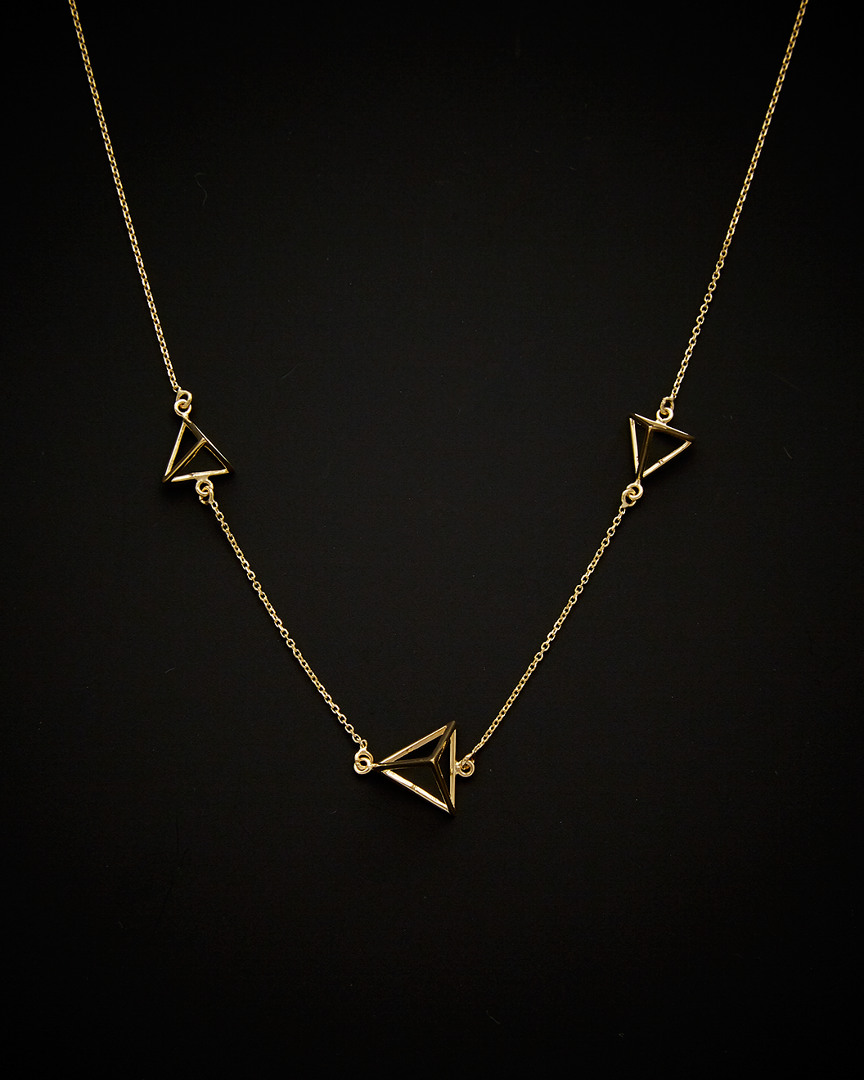 Italian Gold 3d Triangle Station Adjustable Necklace
