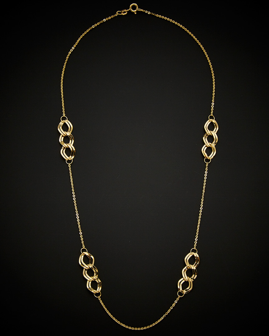 Italian Gold Twist Oval Station Necklace