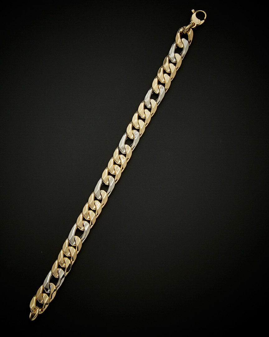Italian Gold Two-tone Fancy Curb Link Bracelet