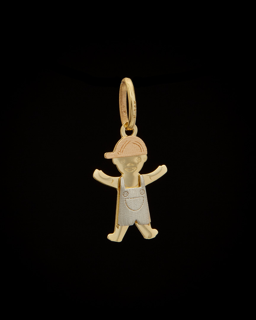 ITALIAN GOLD 14K ITALIAN GOLD TRI-TONE BOY PENDANT