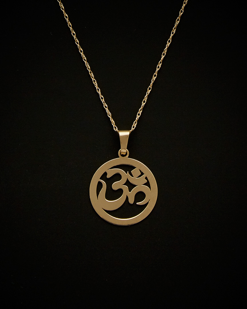 Italian Gold Round Sanskrit Om Necklace