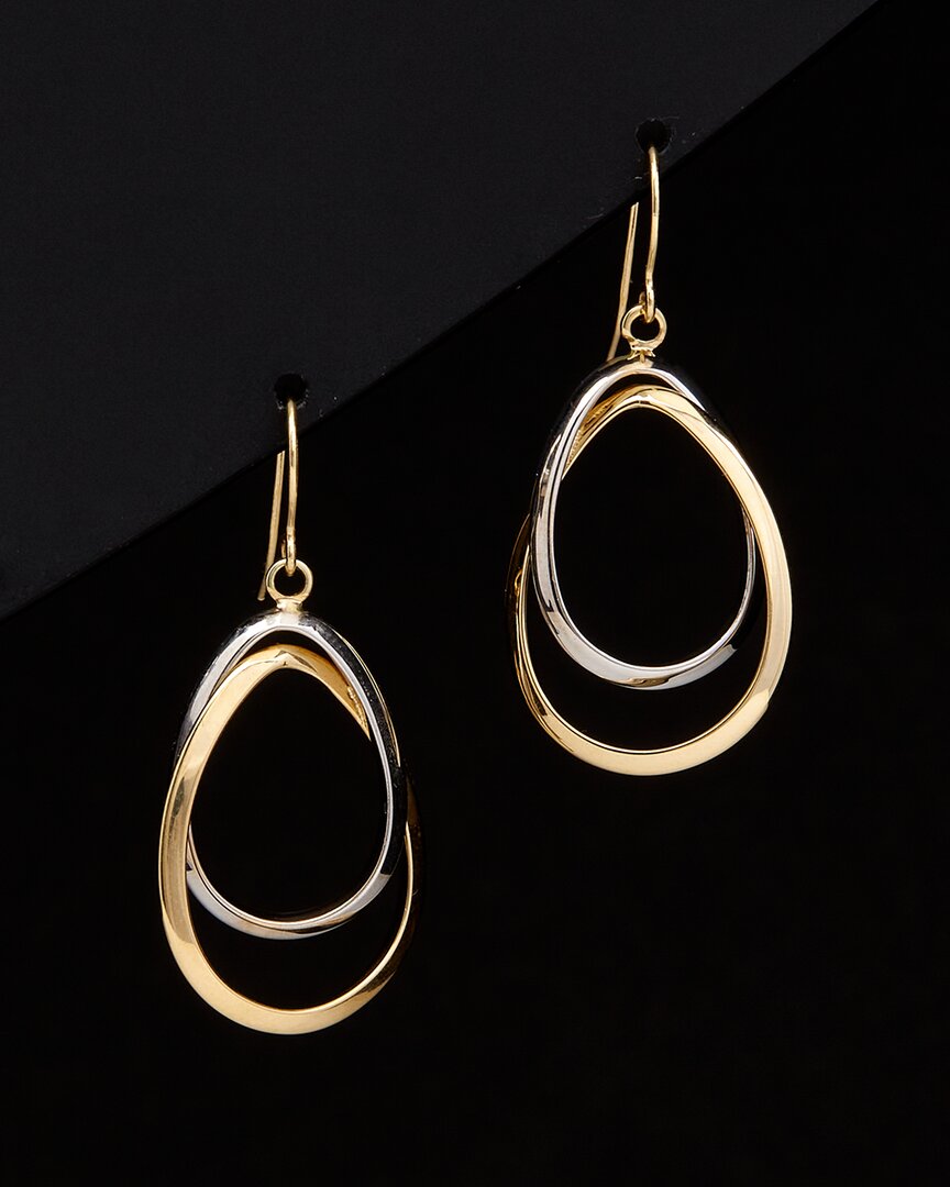 Italian Gold 14k Italian Two-tone Gold Dangle Earrings