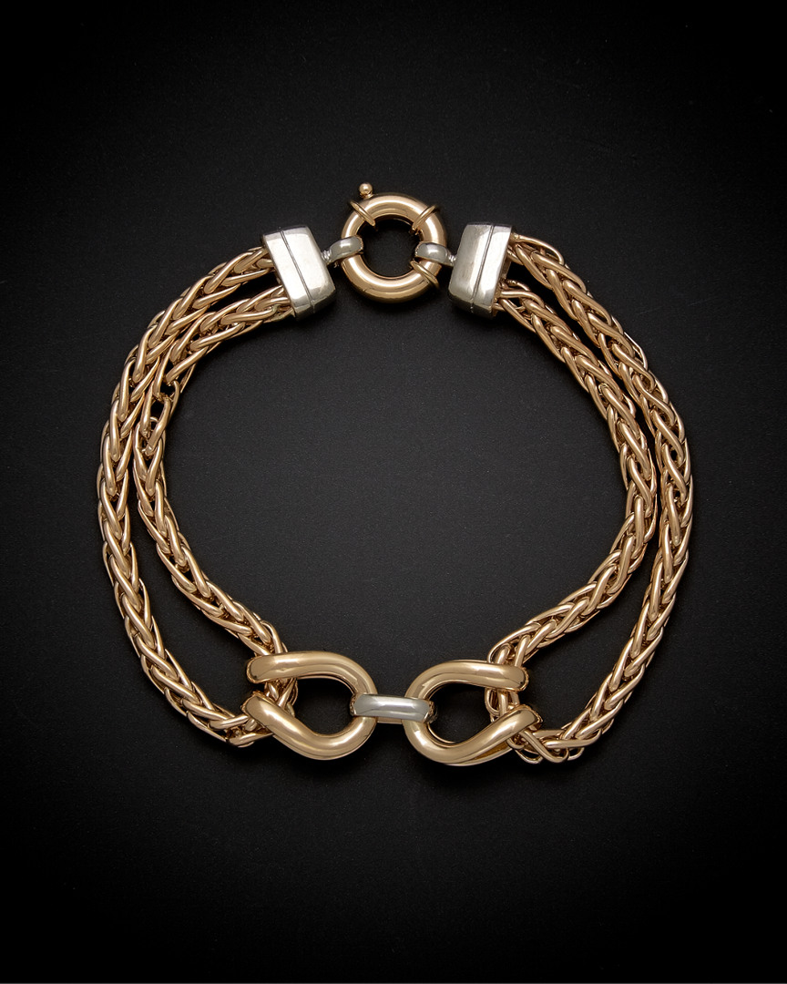 Italian Gold Two-tone Wheat Bracelet