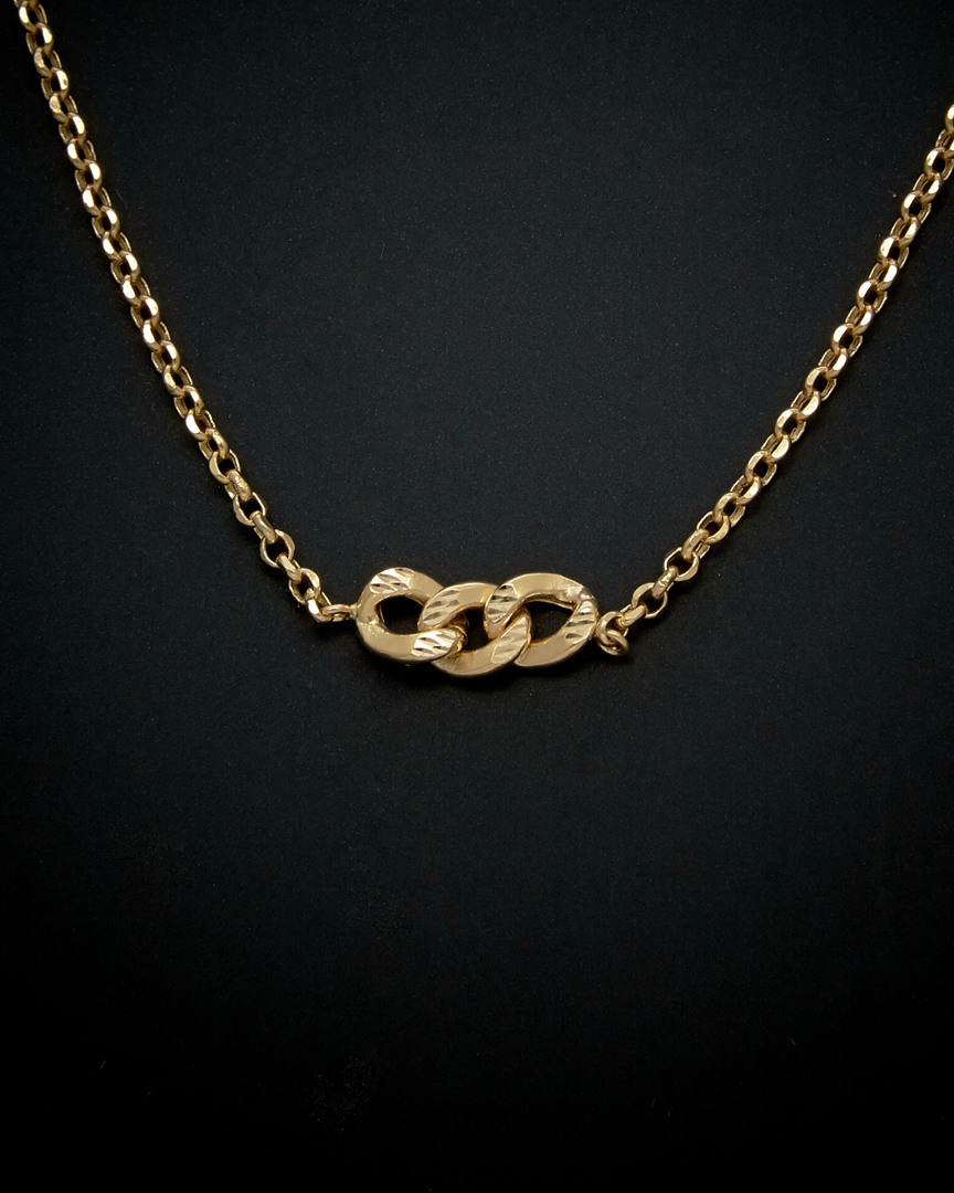 Italian Gold Triple Curb Adjustable Necklace