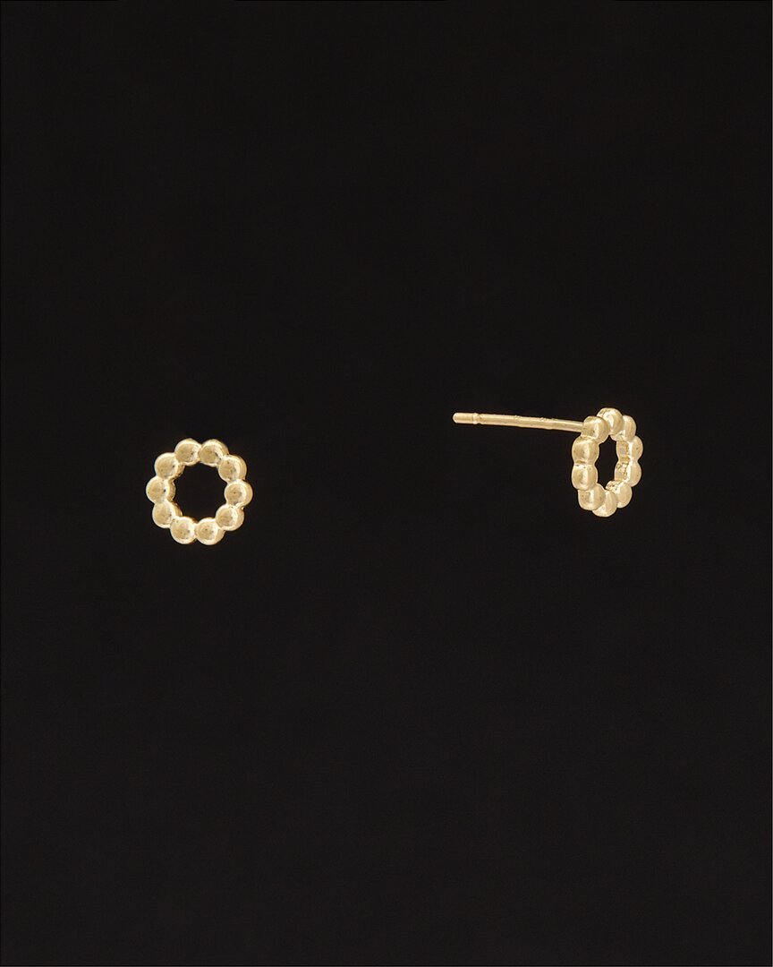 Italian Gold 14k  Bead Circle Studs
