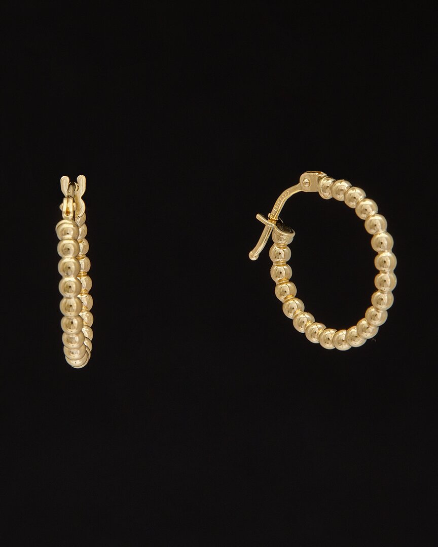 Italian Gold 14k  Beaded Hoops