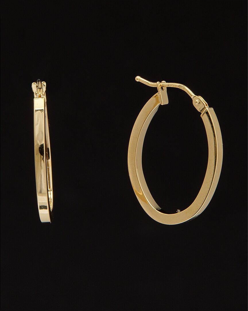 Shop Italian Gold 14k  Flat Oval Hoops