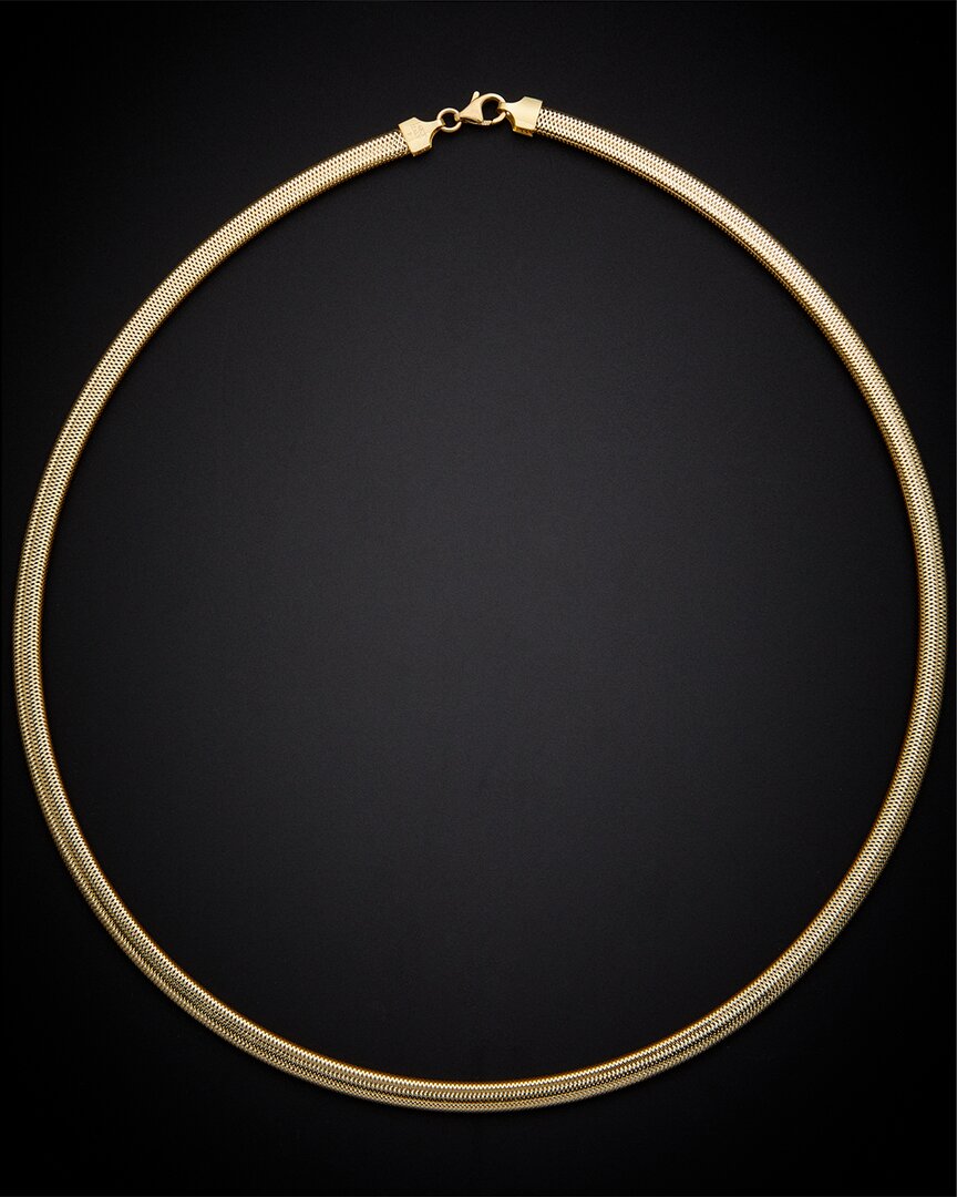 Italian Gold 14k  Flat Mesh Necklace In Gray