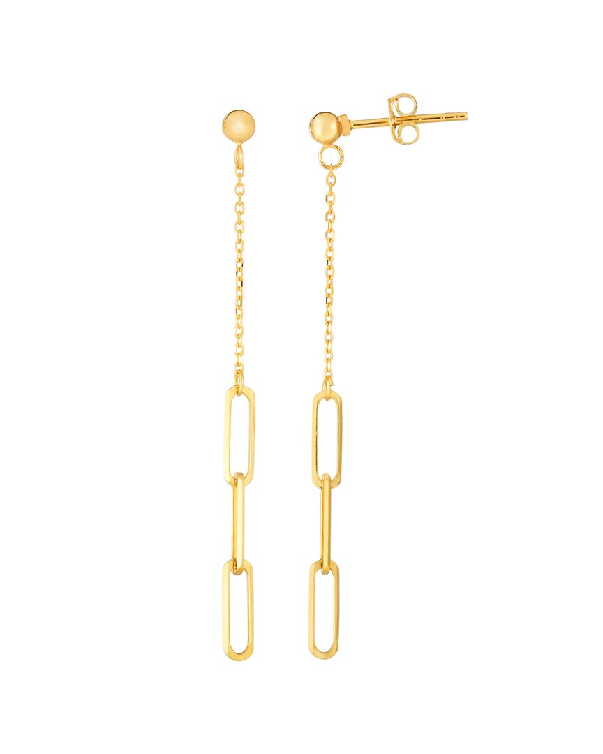 Italian Gold Polished Paperclip Drop Earrings