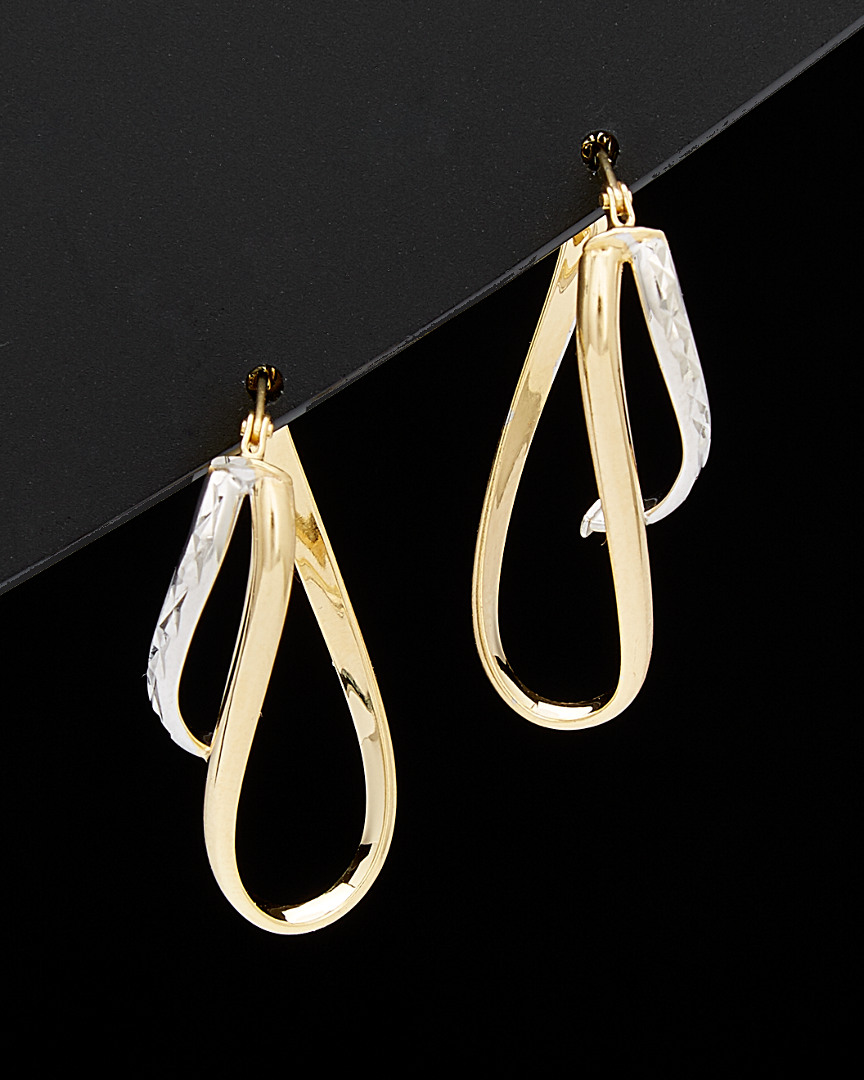 Italian Gold Two-tone Twisted Hoops