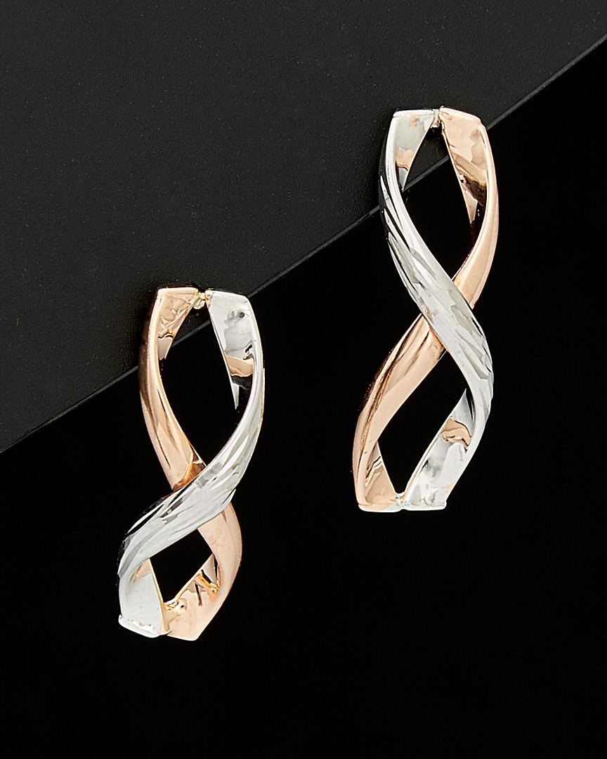 Italian Gold Two-tone Infinity Earrings