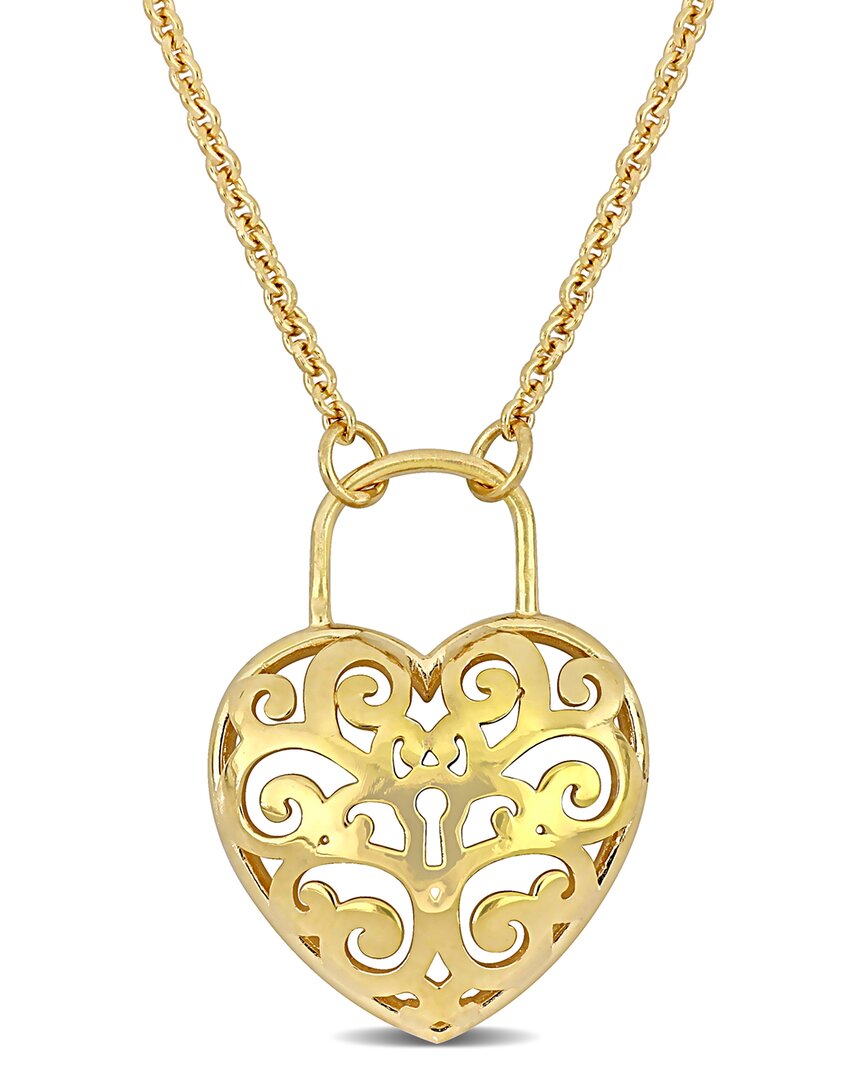 Italian Silver Heart Lock Pendant
