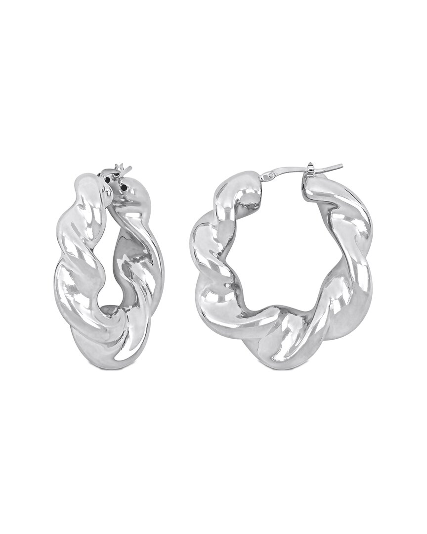 Italian Silver Twisted Hoops