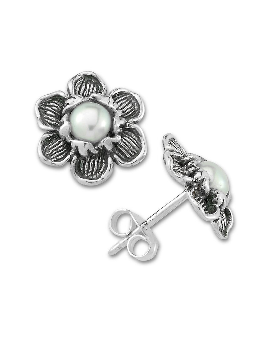 Samuel B. Silver Pearl Flower Studs