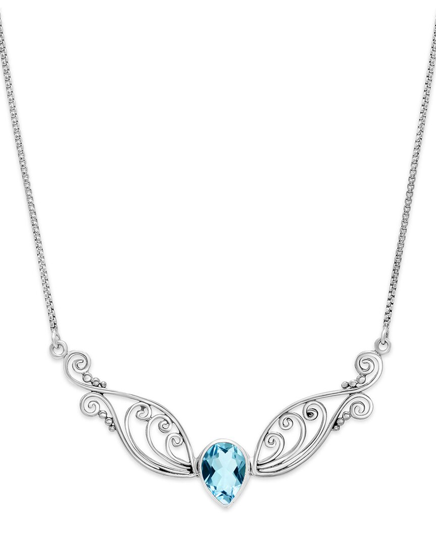 Samuel B. Silver 3.50 Ct. Tw. Blue Topaz Scrollwork Necklace