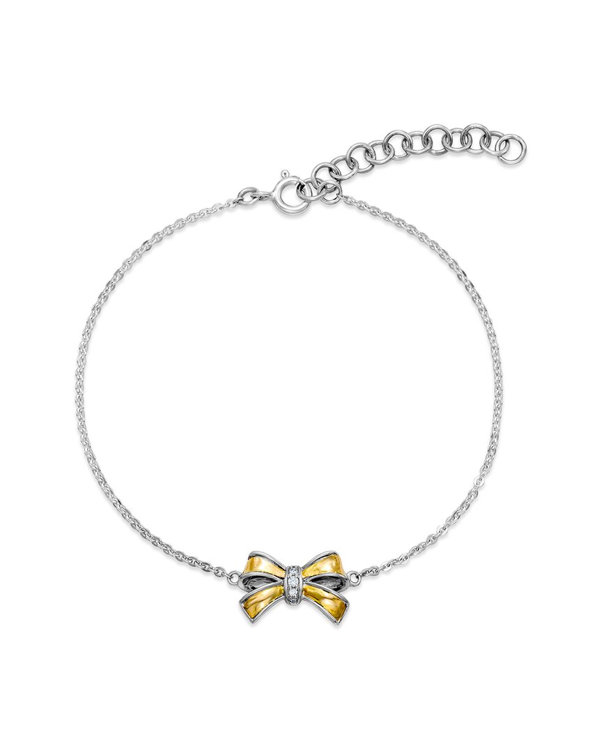 Samuel B. 18k & Silver 0.06 Ct. Tw. White Topaz Ribbon Shape Bracelet