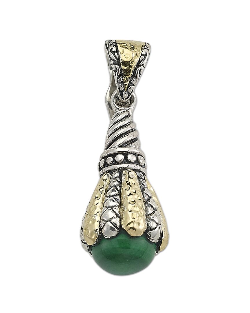 Samuel B. 18k & Silver 1.70 Ct. Tw. Malachite Drop Pendant