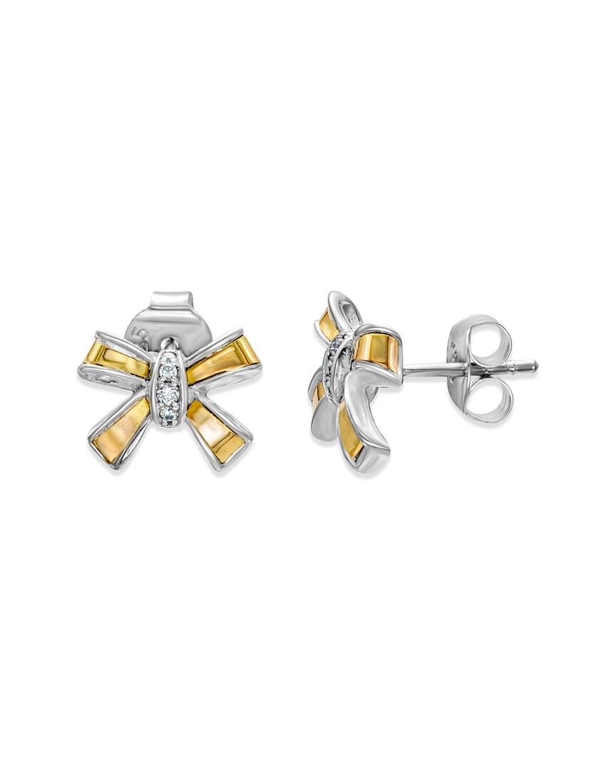 Samuel B. 18k & Silver 0.11 Ct. Tw. White Topaz Ribbon Shape Earrings