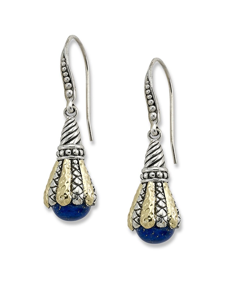 SAMUEL B. SAMUEL B. 18K & SILVER 2.60 CT. TW. LAPIS DROP EARRINGS