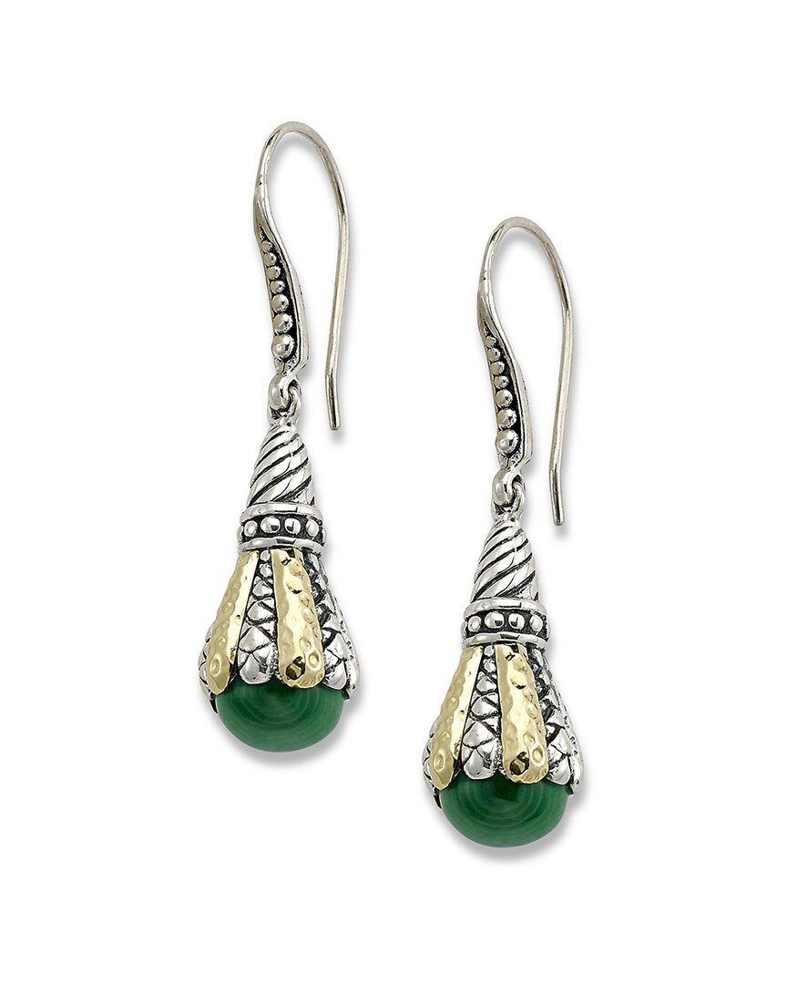 SAMUEL B. SAMUEL B. 18K & SILVER 3.40 CT. TW. MALACHITE DROP EARRINGS