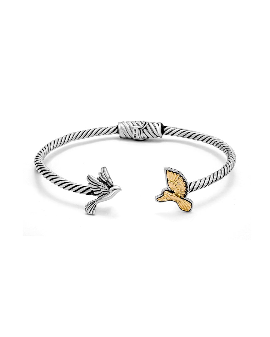 Samuel B. 18k & Silver Bird Motif Cable Bangle Bracelet