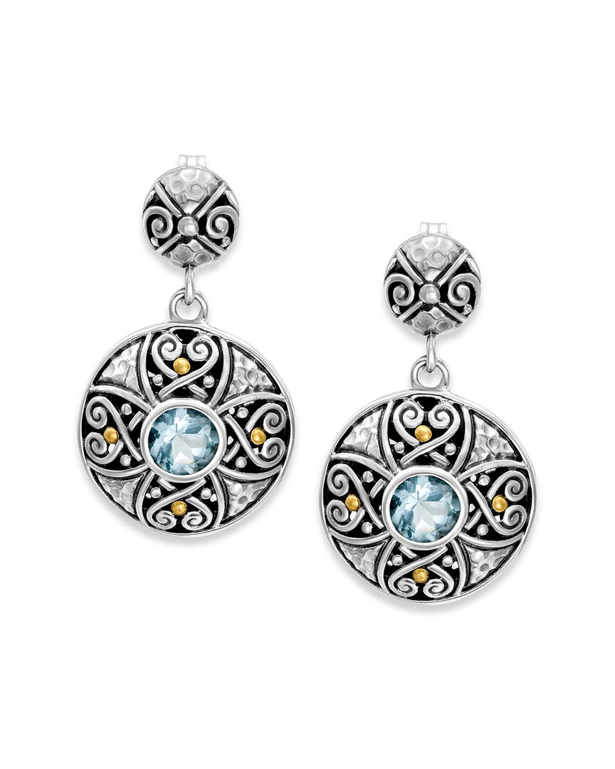 Samuel B. 18k & Silver 1.00 Ct. Tw. Blue Topaz Drop Earrings