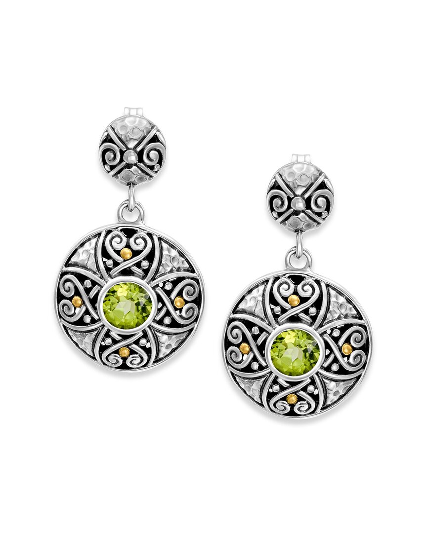 SAMUEL B. SAMUEL B. 18K & SILVER 0.90 CT. TW. PERIDOT DROP EARRINGS