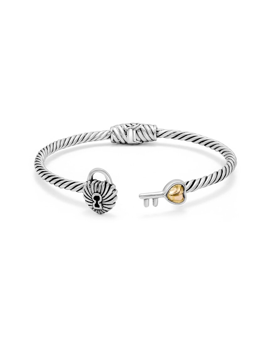 SAMUEL B. SAMUEL B. 18K & SILVER KEY & LOCKET BANGLE BRACELET