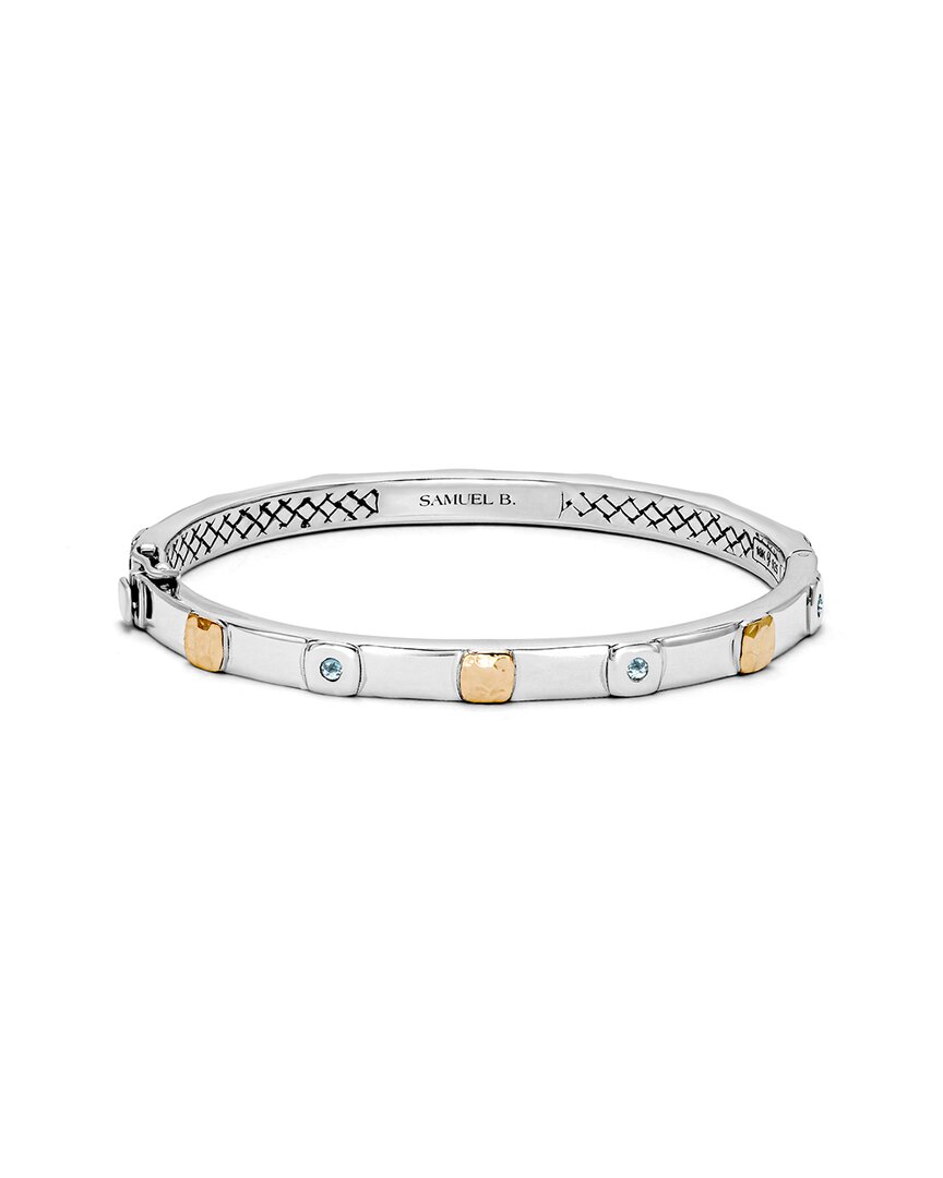 Samuel B. 18k & Silver 0.24 Ct. Tw. Blue Topaz Bangle Bracelet
