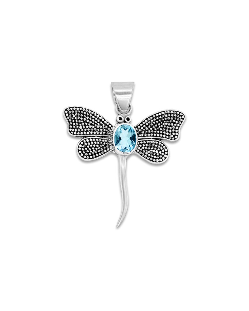 Samuel B. Sterling Silver Blue Topaz Dragonfly Pendant