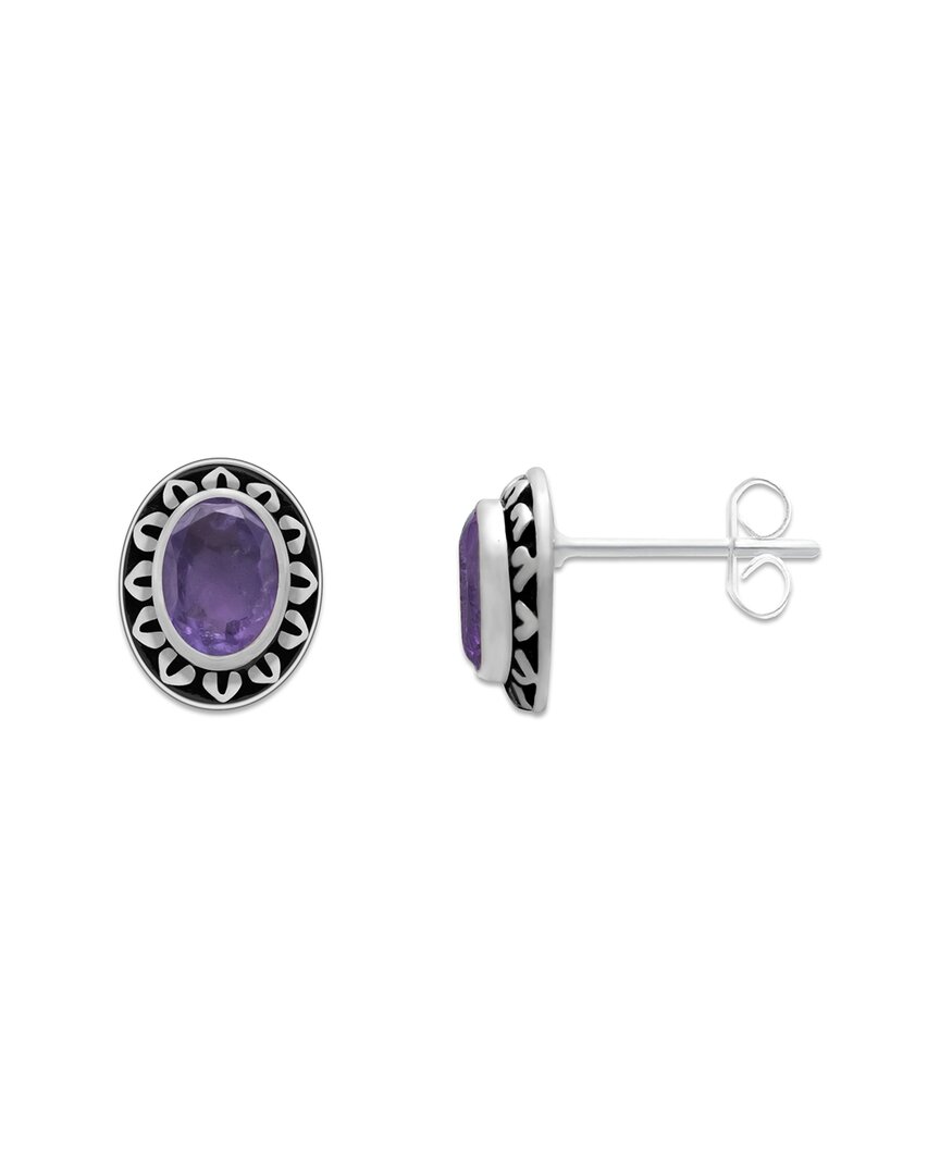 Samuel B. Sterling Silver Oval Semiprecious Stone Stud Earrings