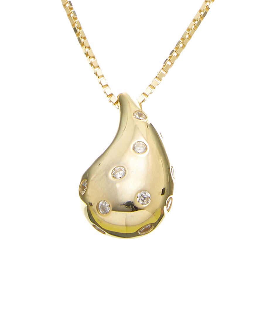 Italian Silver 14K Plated Silver CZ Drop Necklace