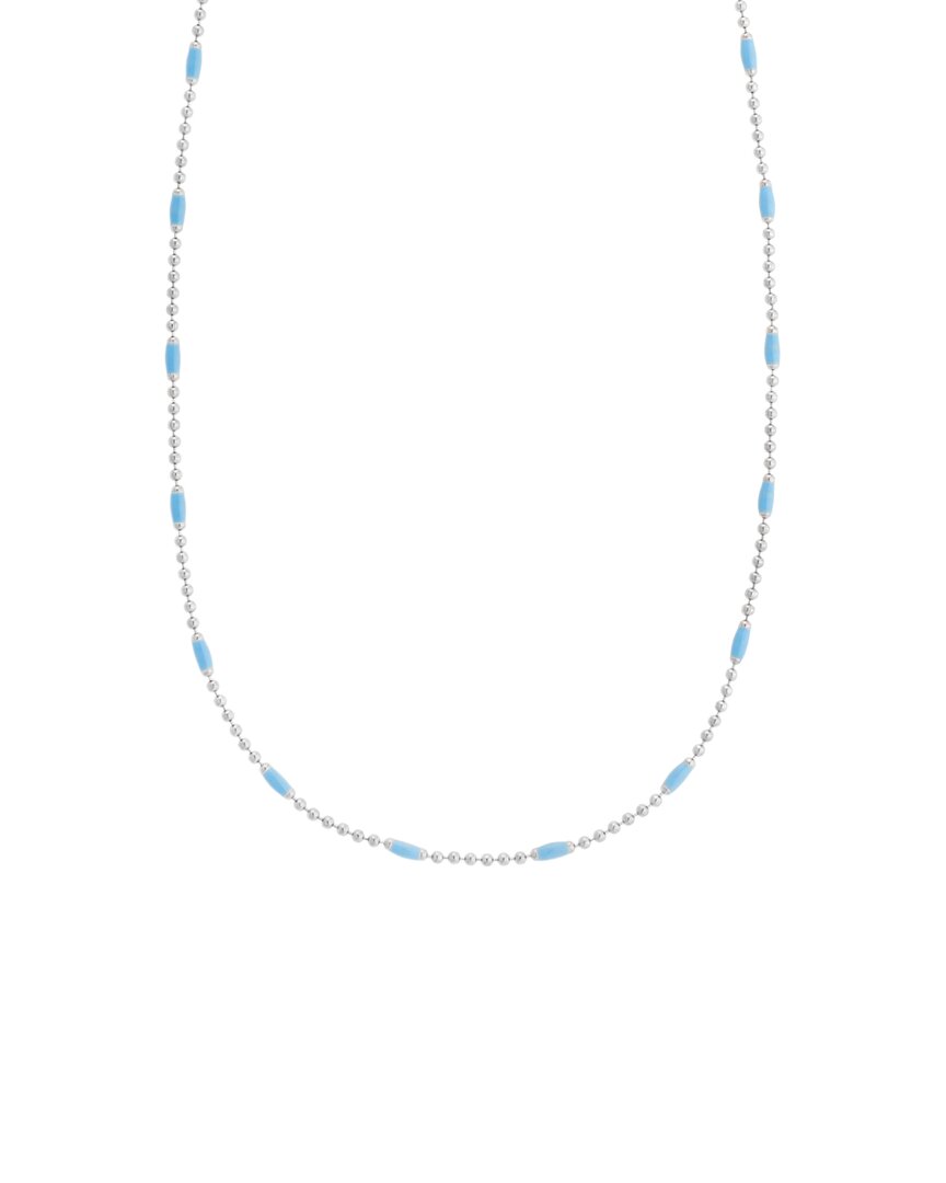 Italian Silver Blue Enamel Station Bead Chain Agc19278-18