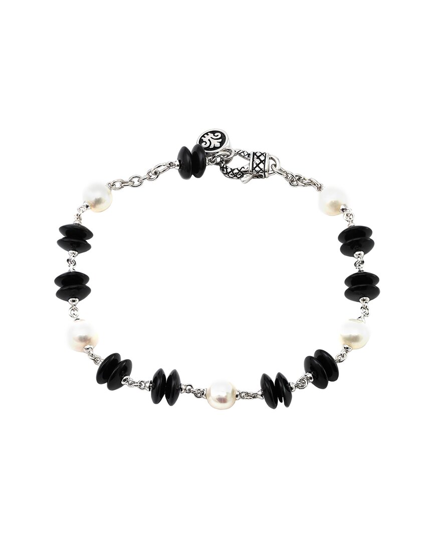 Andrea Candela Andréa Candela Onix Ola Silver Onyx/pearl Bracelet